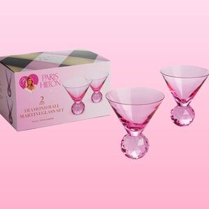 New Paris Hilton Martini Glass Set with Iconic Gem Base